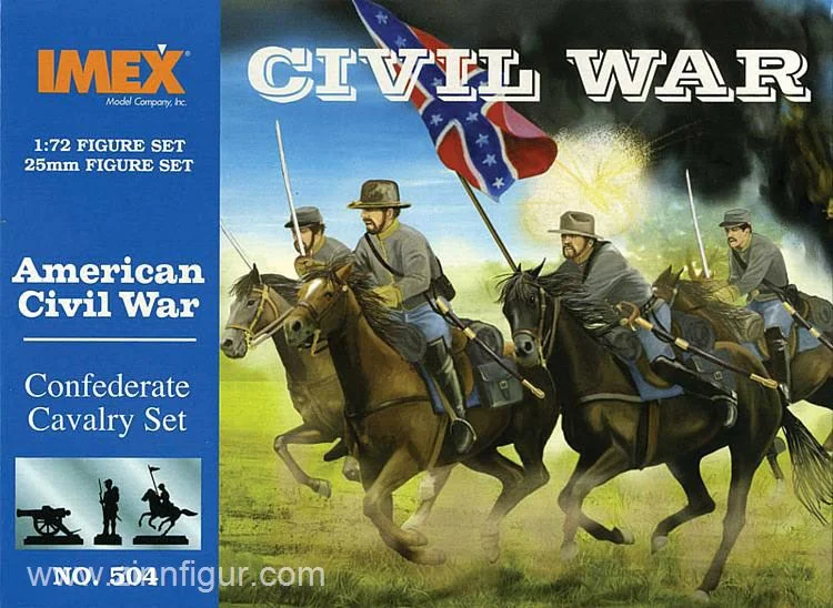 American Civil War CSA Cavalry, 1/72 Scale Plastic Figures - IMEX