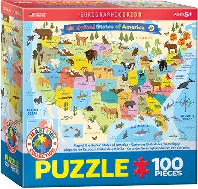 EuroGraphics 6100-5553 Illustrated Map of the United States of America 100-Piece Puzzle