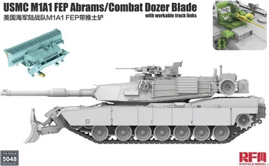 Rye Field Model RM-5048 USMC M1A1 FEP Abrams Main Battle Tank w/Combat Dozer Blade & Workable Track Links 1/35 Scale Model Kit