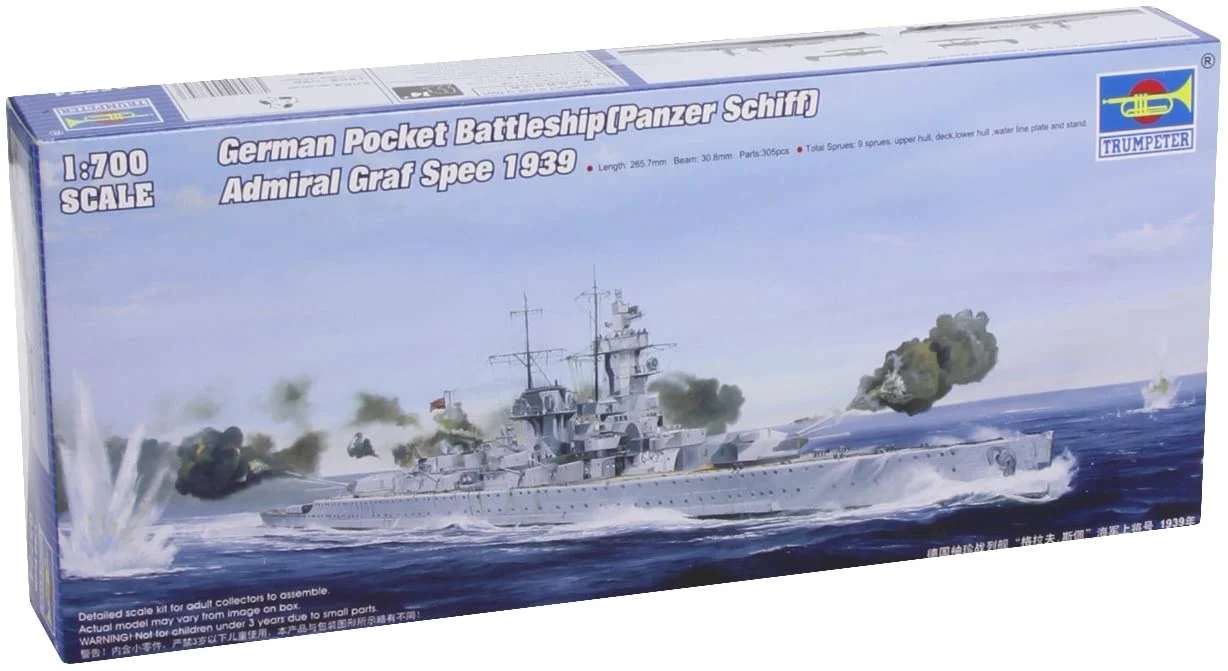 Admiral Graf Spee Pocket Battleship 1939, 1:700 Scale Model Kit - Trumpeter
