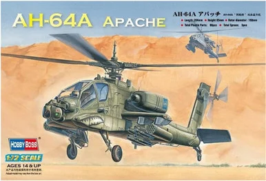 Hobby Boss 87218 AH-64A Apache Attack Helicopter 1/72 Scale Model Kit