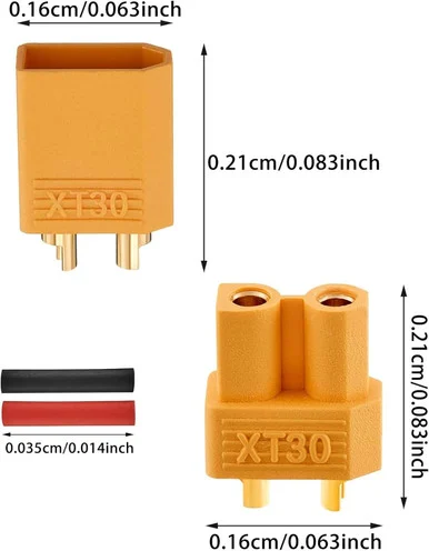 Hobbywurks HBYC2027 XT30 Male and Female Connector Plugs, 2 Pair