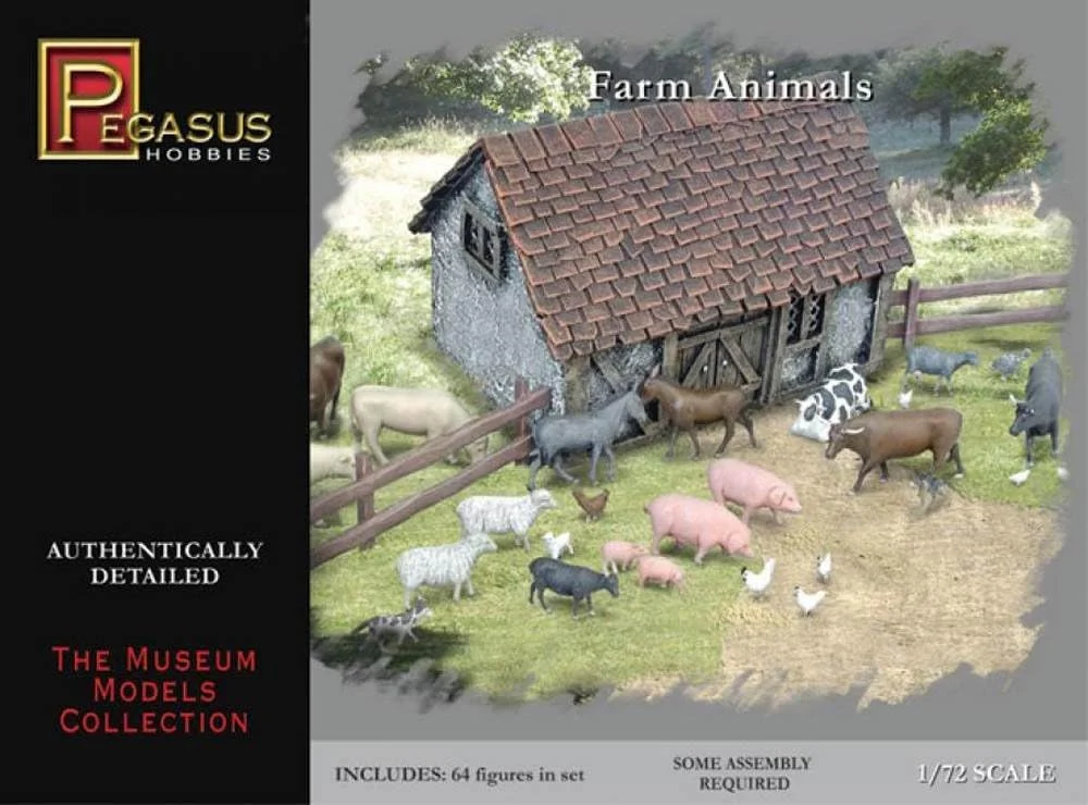 Farm Animals 1/72 Scale Model Kit - Pegasus Hobbies