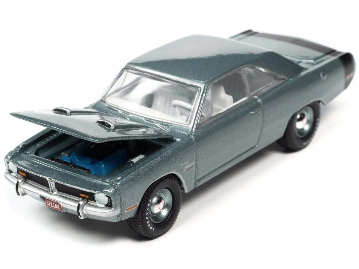 1971 Dodge Dart Swinger 340 Special Light Gunmetal Gray Metallic with Black Tail Stripe "Vintage Muscle" Limited Edition 1/64 Diecast Model Car by Auto World - Autoworld