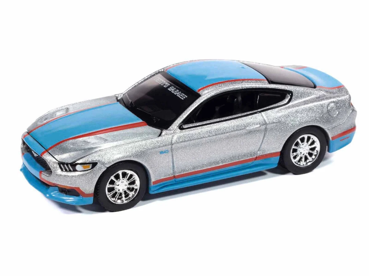 2017 Ford Mustang GT Tribute Edition "Petty's Garage" Ingot Silver Metallic with Petty Blue and Red Stripes "Modern Muscle" Series 1/64 Diecast Model Car by Auto World - Autoworld