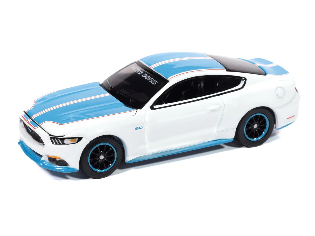 2016 Ford Mustang GT King Premier Edition "Petty's Garage" Oxford White with Petty Blue Stripes "Modern Muscle" Series 1/64 Diecast Model Car by Auto World - Autoworld