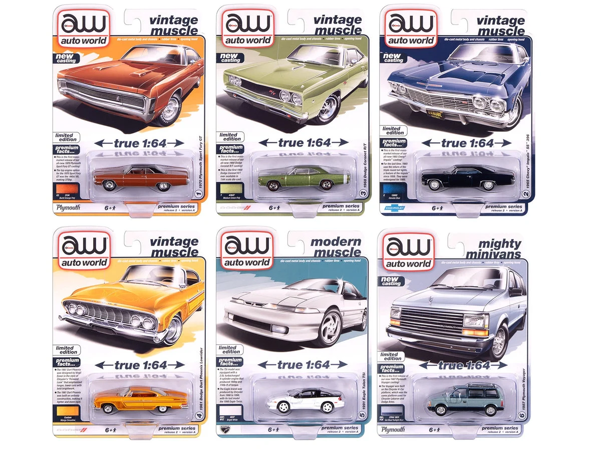 Auto World Premium 2025 Release 2 Set A of 6 pieces 1/64 Diecast Model Cars by Auto World - Autoworld
