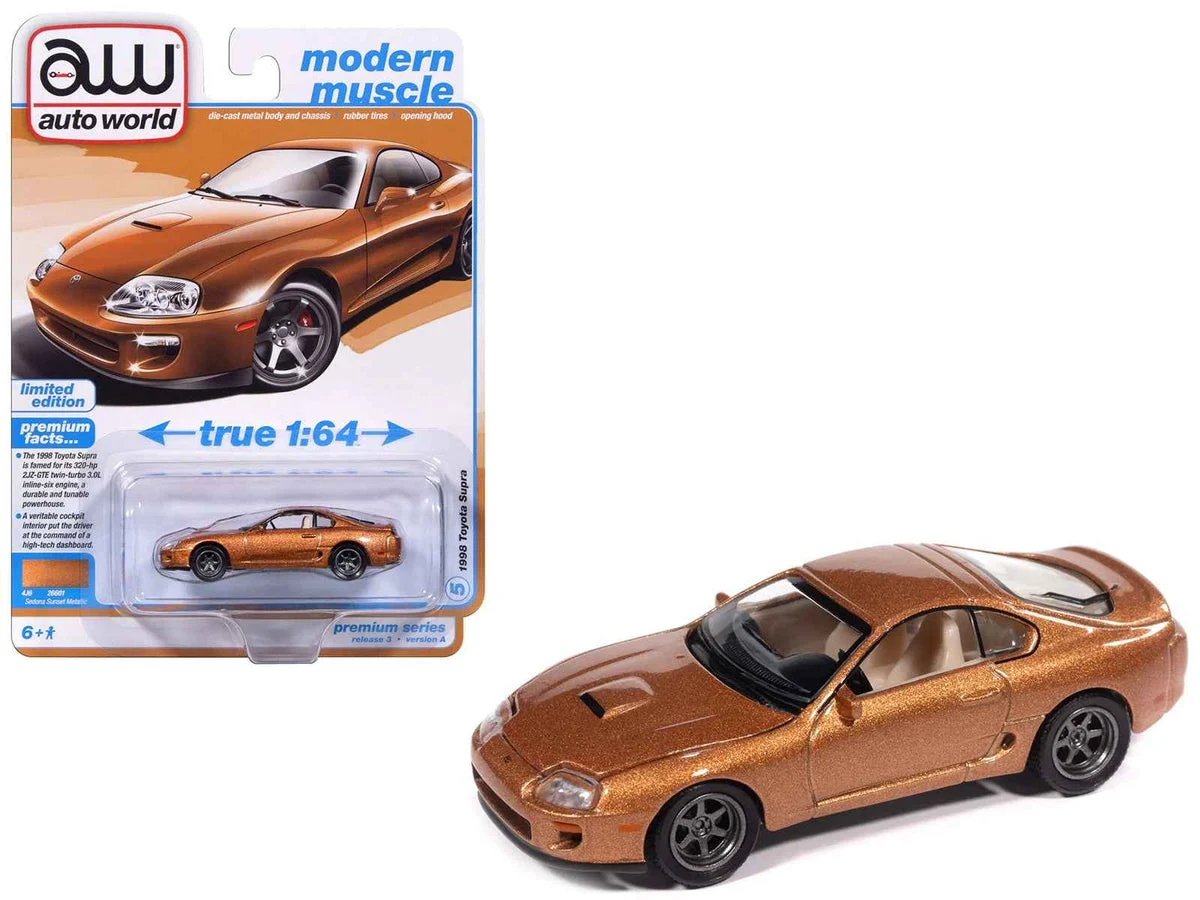 1998 Toyota Supra Sedona Sunset Bronze Metallic "Modern Muscle" Series 1/64 Diecast Model Car by Auto World - Autoworld