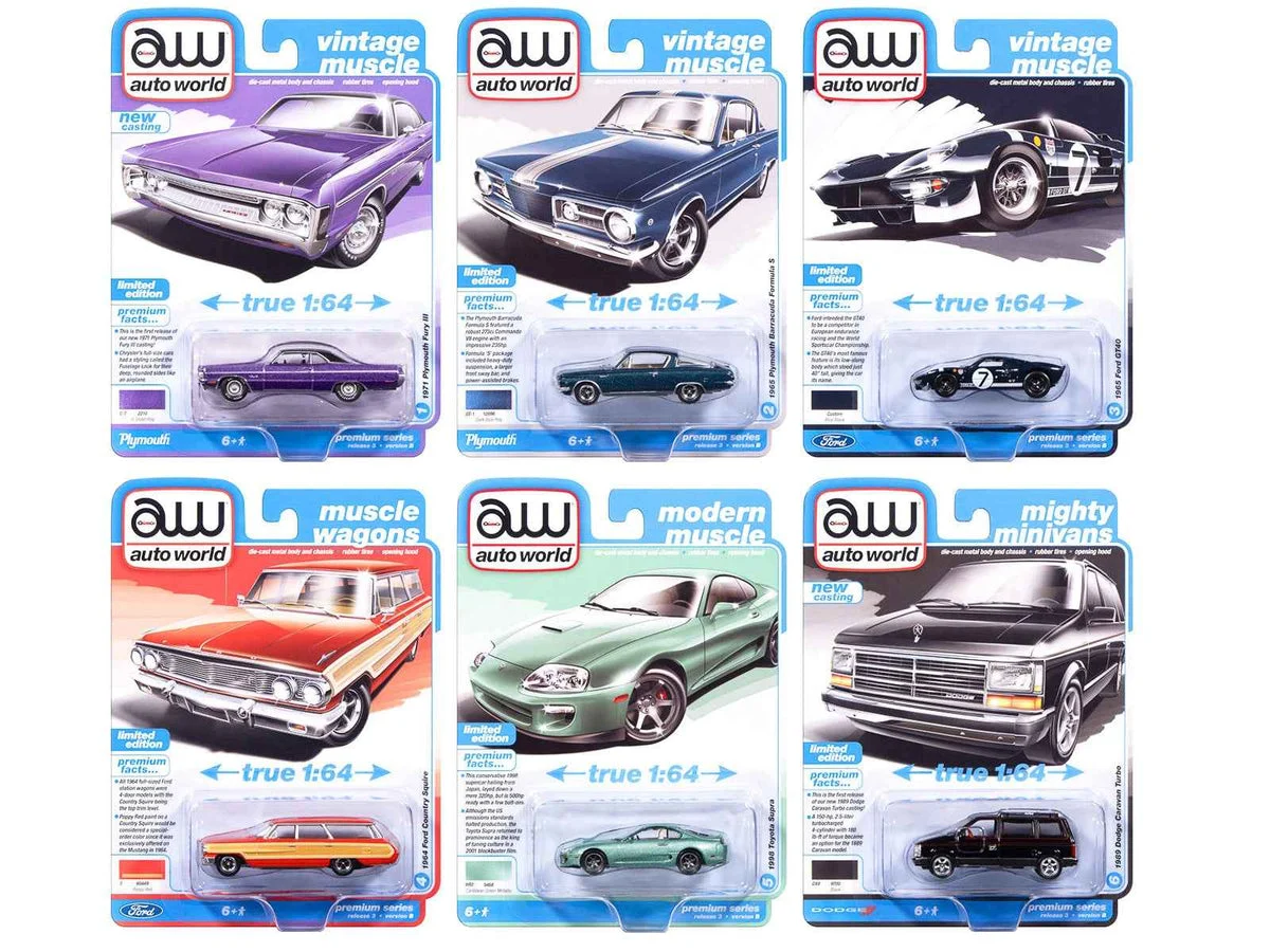 Auto World Premium 2025 Release 3 Set B of 6 pieces 1/64 Diecast Model Cars by Auto World - Autoworld