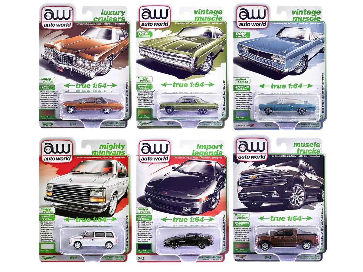 Auto World Premium 2026 Release 1 Set A of 6 pieces 1/64 Diecast Model Cars by Auto World - Autoworld