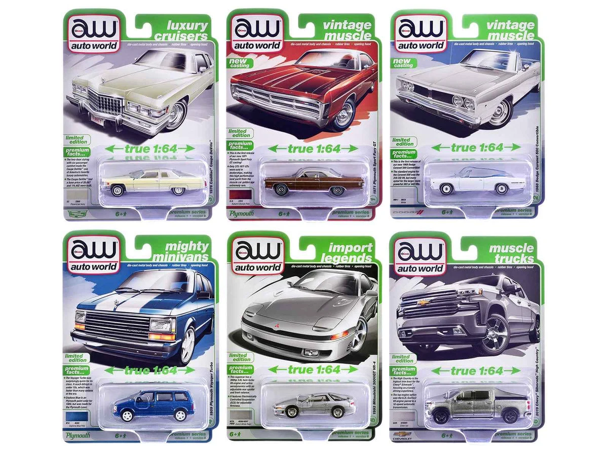 Auto World Premium 2026 Release 1 Set B of 6 pieces 1/64 Diecast Model Cars by Auto World - Autoworld