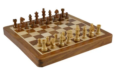 WorldWise Imports 68105 Sheesham Magnetic Folding Chess with Pouch - World Wide Imports