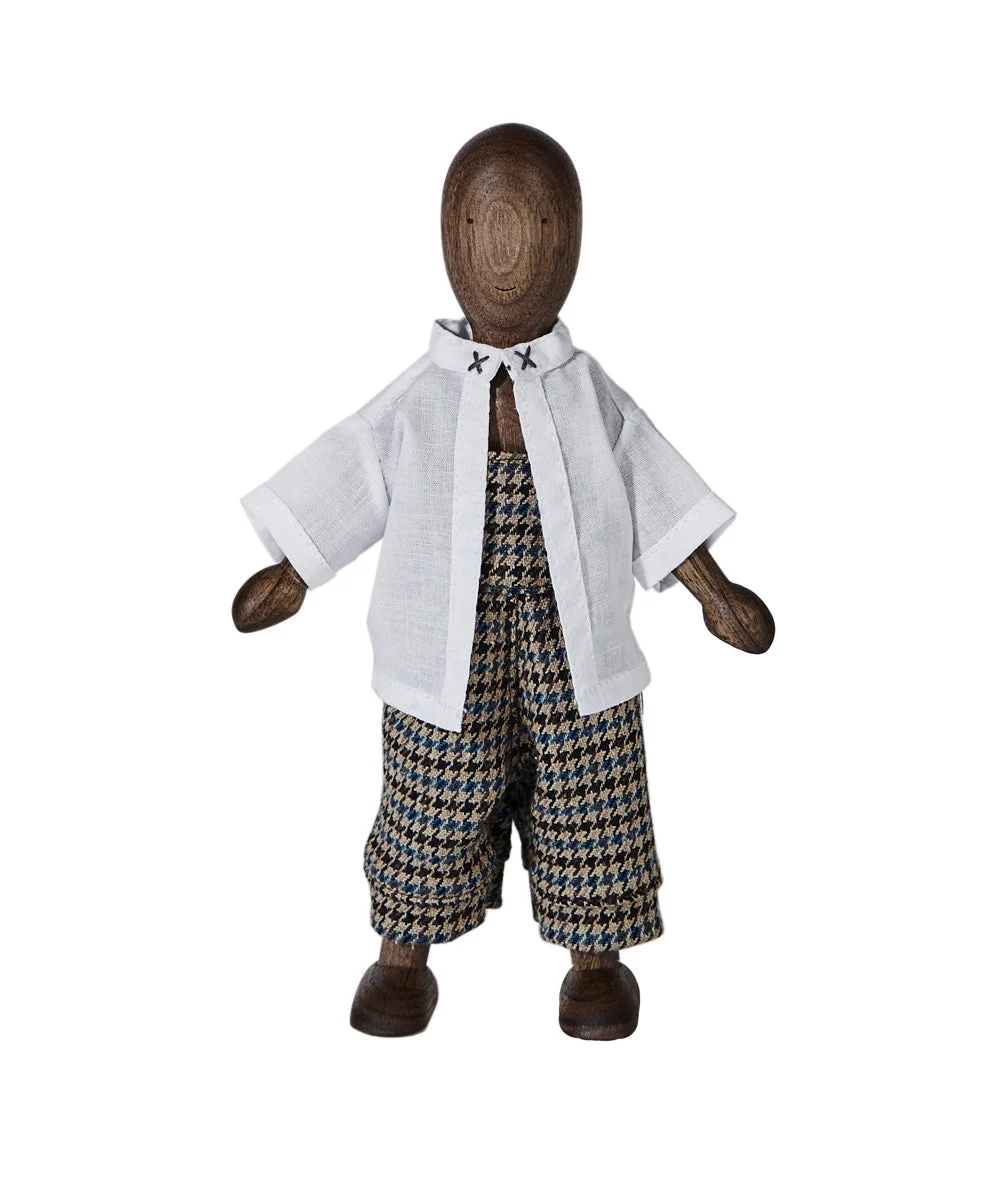 Walnut Wooden Figure La La With Shirt & Trousers - Wooden Story