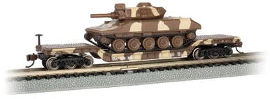 Bachmann 71387 N 52' Center Depressed Flat Car - Desert Camo w/ Sheridan Tank
