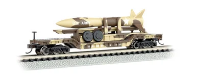 Bachmann 71397 N 52' Center Depressed Flat Car - Desert Military w/ Missile