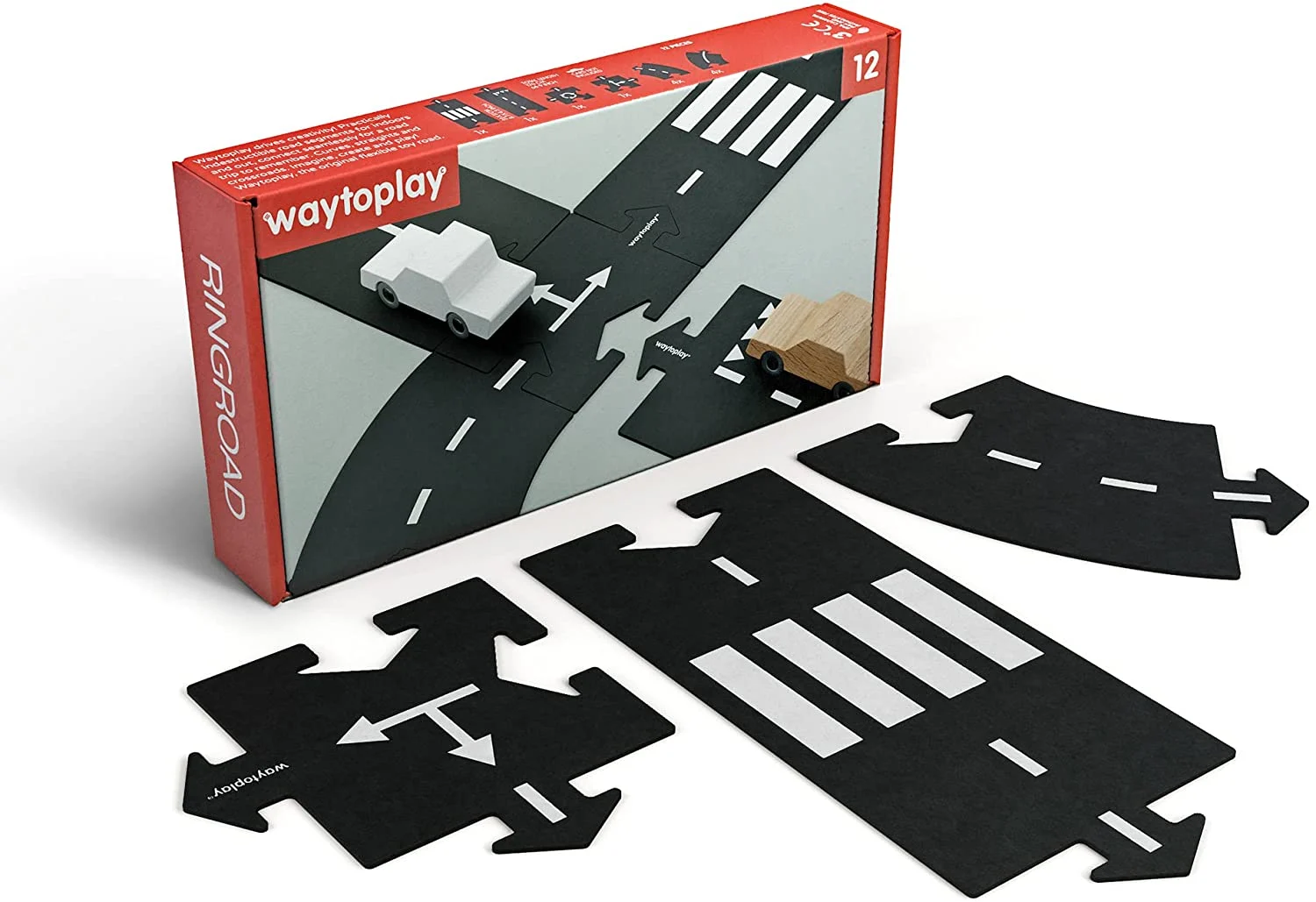 Ringroad 12 Piece Flexible Toy Road Set - Waytoplay Toys