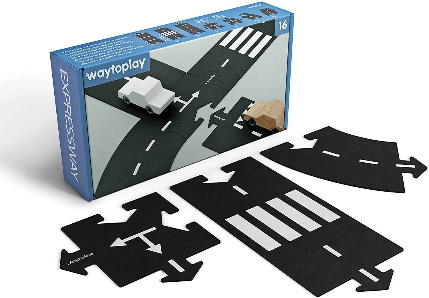 Expressway 16 Piece Flexible Toy Road Set - Waytoplay Toys