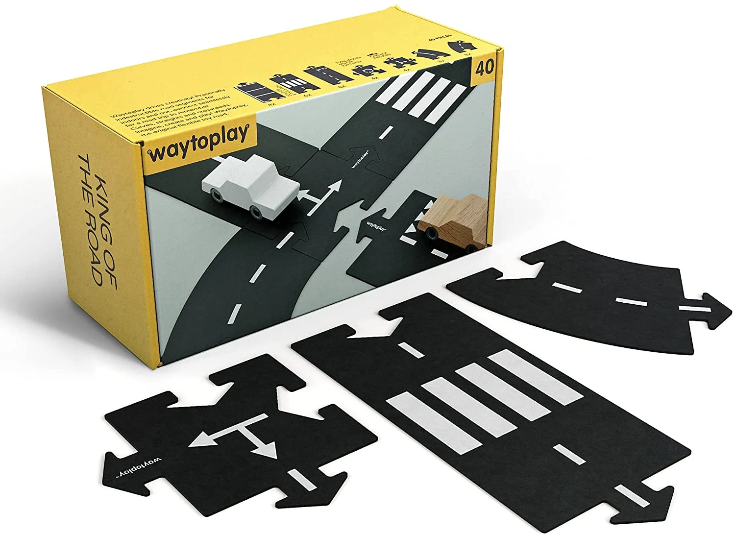 King Of The Road 40 Piece Flexible Toy Road Set - Waytoplay Toys