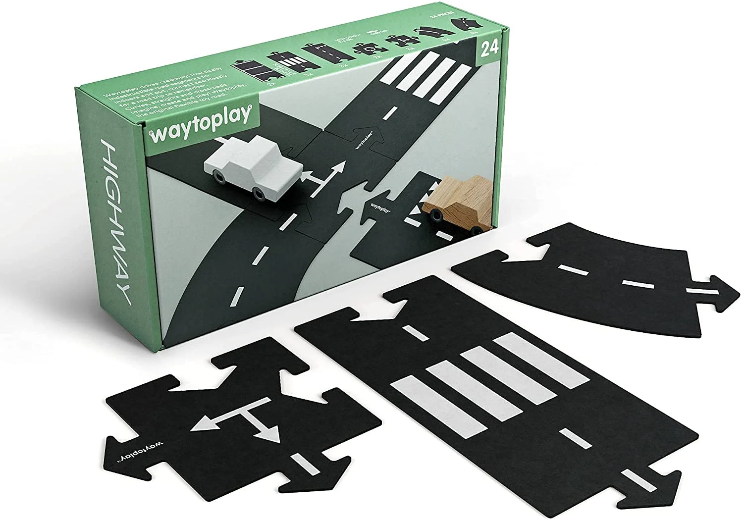 Highway 24 Piece Flexible Toy Road Set - Waytoplay Toys