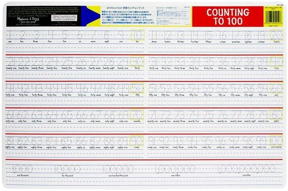 Counting To 100 Write-A-Mat