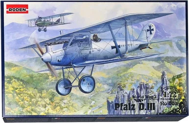 Roden 3 Pfalz D.III WWI BiPlane 1/72 Scale Model Kit
