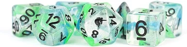 Metallic Dice Games 715 16mm Unicorn Resin Polyhedral Sea Kelp Dice Set