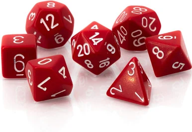 Chessex 25404 Opaque Red/White Polyhedral 7 Dice Set