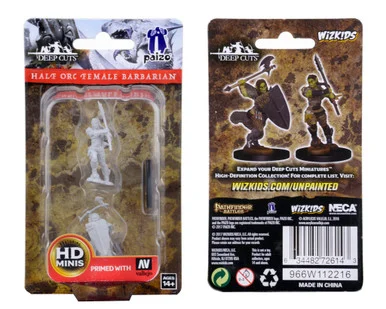 Wizkids 72614 Pathfinder Deep Cuts Unpainted Miniatures: Half-Orc Female Barbarian