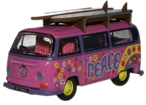 Volkswagen Type 2 T2 Minibus (Surfboards / Flower Power),1/76 Scale Diecast Model - Oxford Diecast