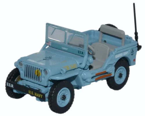 Willys MB Jeep US Navy Seabees (Naval Blue),1/76 Scale Diecast Model - Oxford Diecast