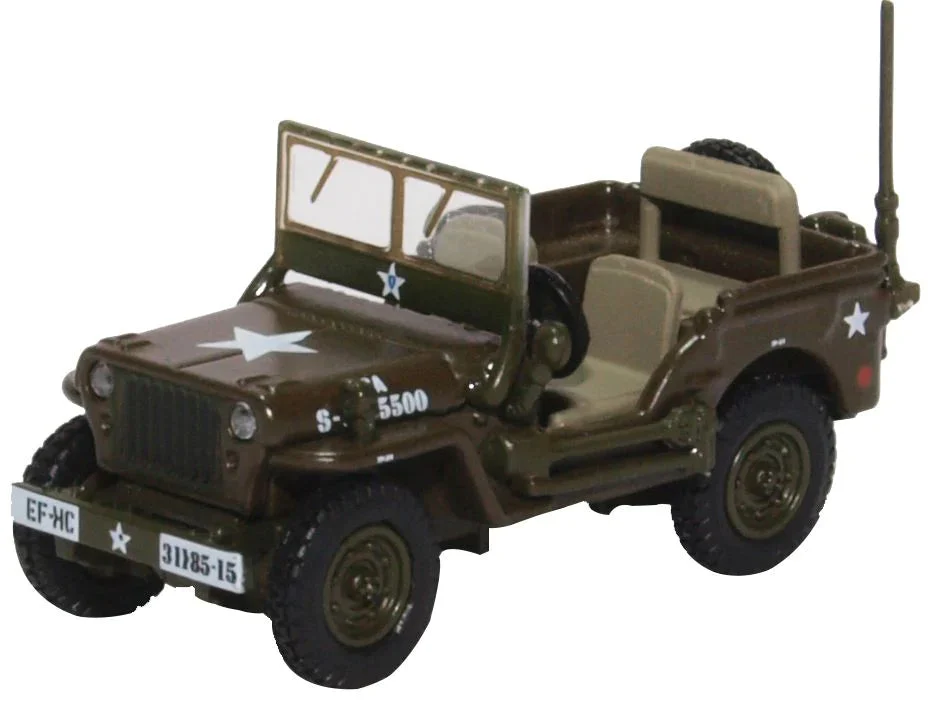 Willys MB Jeep US Army,1/76 Scale Diecast Model - Oxford Diecast