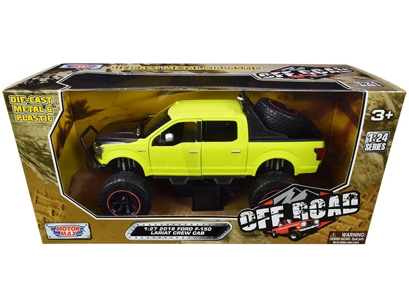 Top-Pick | 2019 Ford F-150 Lariat Crew Cab Pickup Truck Off Road Bright Green 1/27 Diecast Model Car by Motormax