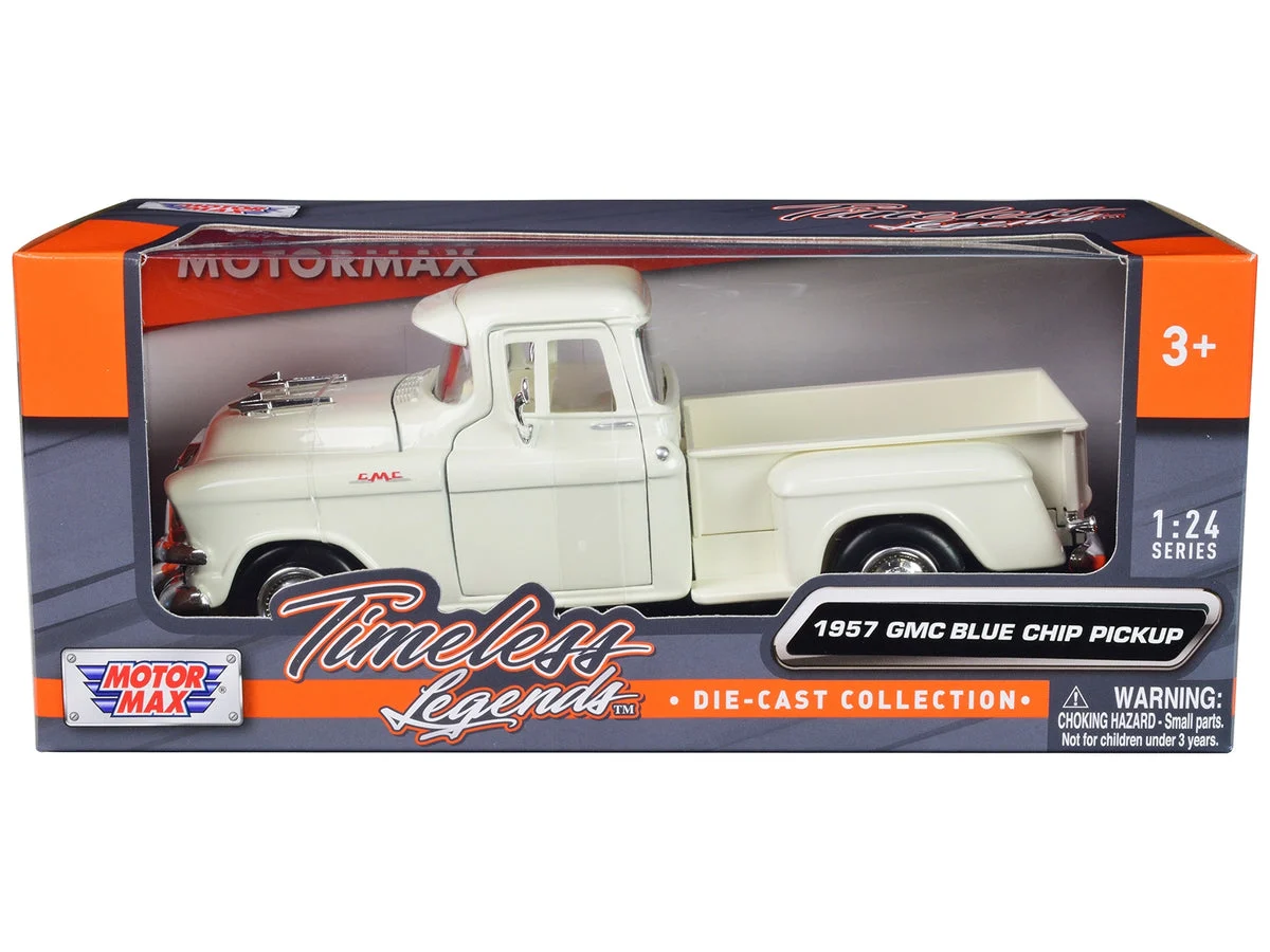 Top-Pick | 1957 GMC Blue Chip Pickup Truck White "Timeless Legends" Series 1/24 Diecast Model Car by Motormax