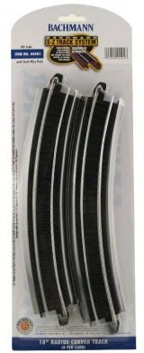Bachmann 44401 HO Steel 18" Radius Curve EZ Track Section, 4 Pack