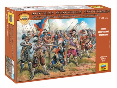 Zvezda 8061 Austrian Musketeers & Pikemen XVII Century 1/72 Scale Figures Kit - Zvezda Models