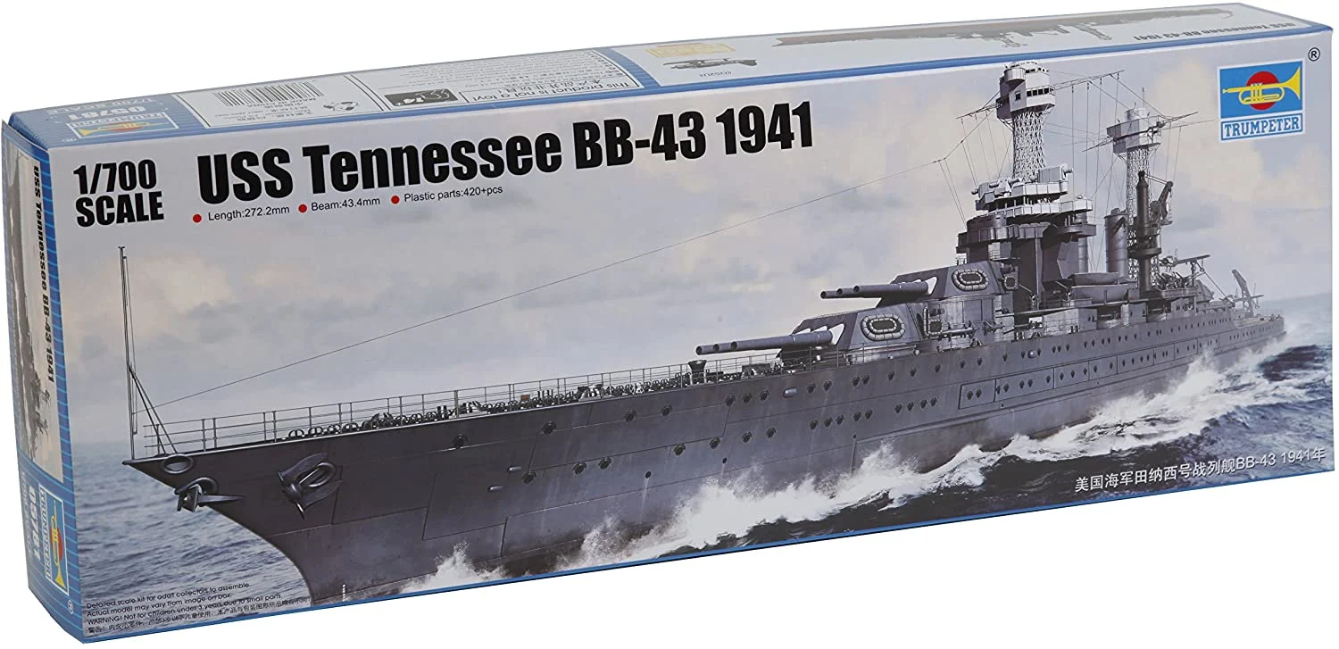 USS Tennessee BB-43 1941, 1:700 Scale Model Kit