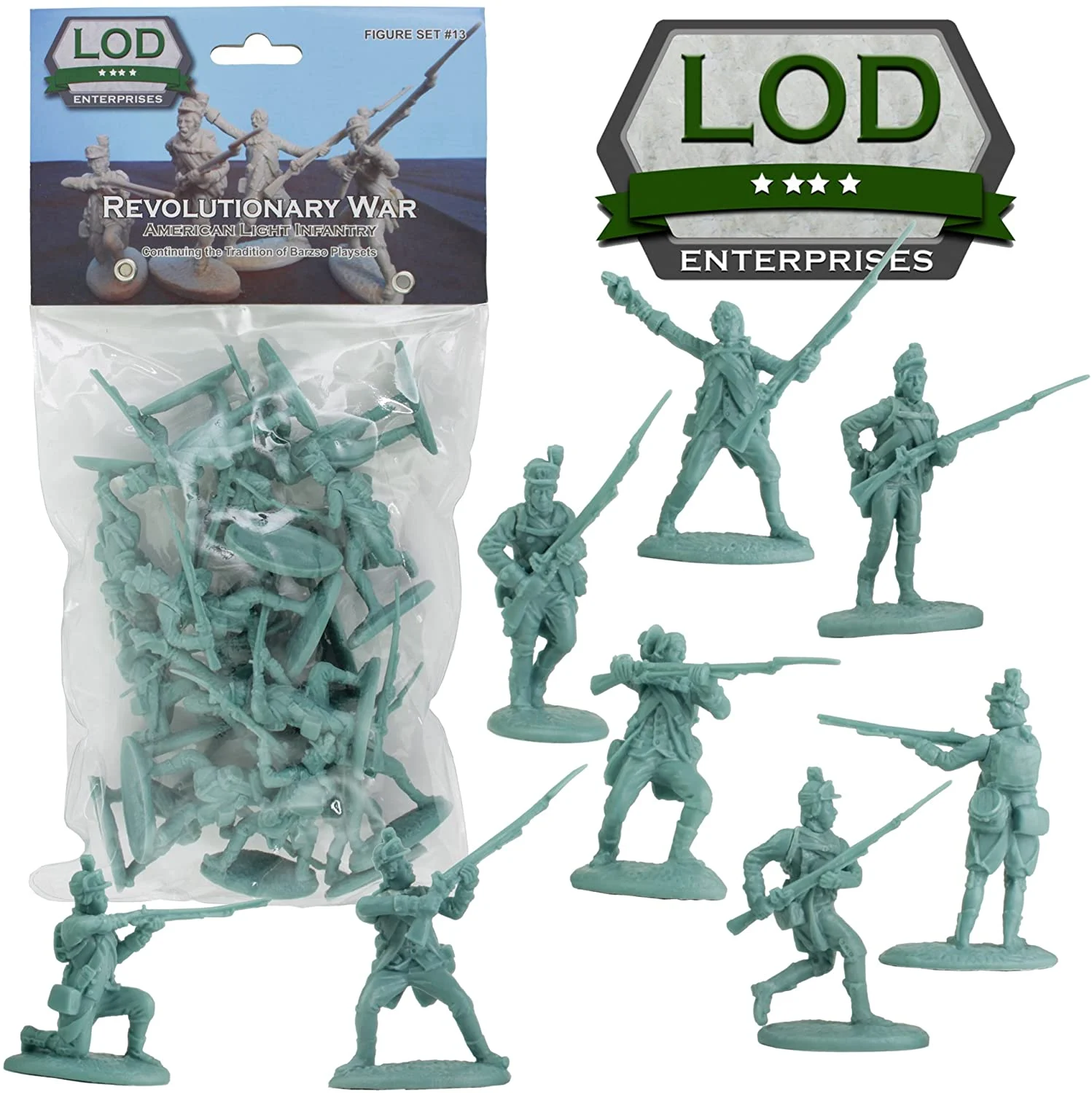 American War Of Independence American Light Infantry 1/30 Scale Model Plastic Figures - LOD Enterprises