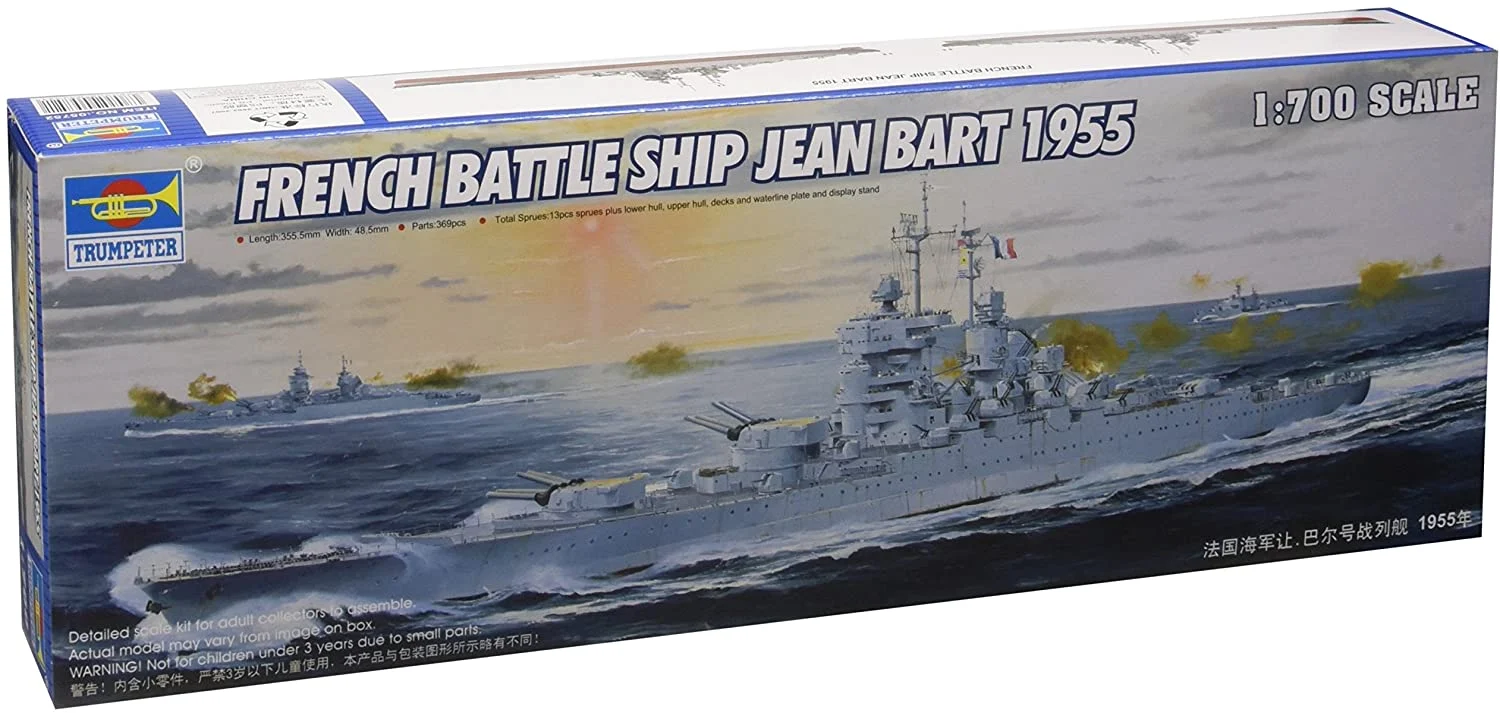 Jean Bart French Battleship 1955, 1:700 Scale Model Kit - Trumpeter