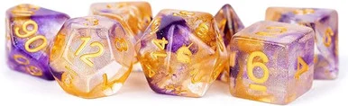 Metallic Dice Games 711 16mm Unicorn Resin Polyhedral Royal Sunset Dice Set