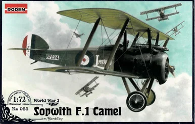 Roden 53 Sopwith F.1 Camel w/Bentley WWI BiPlane 1/72 Scale Model Kit