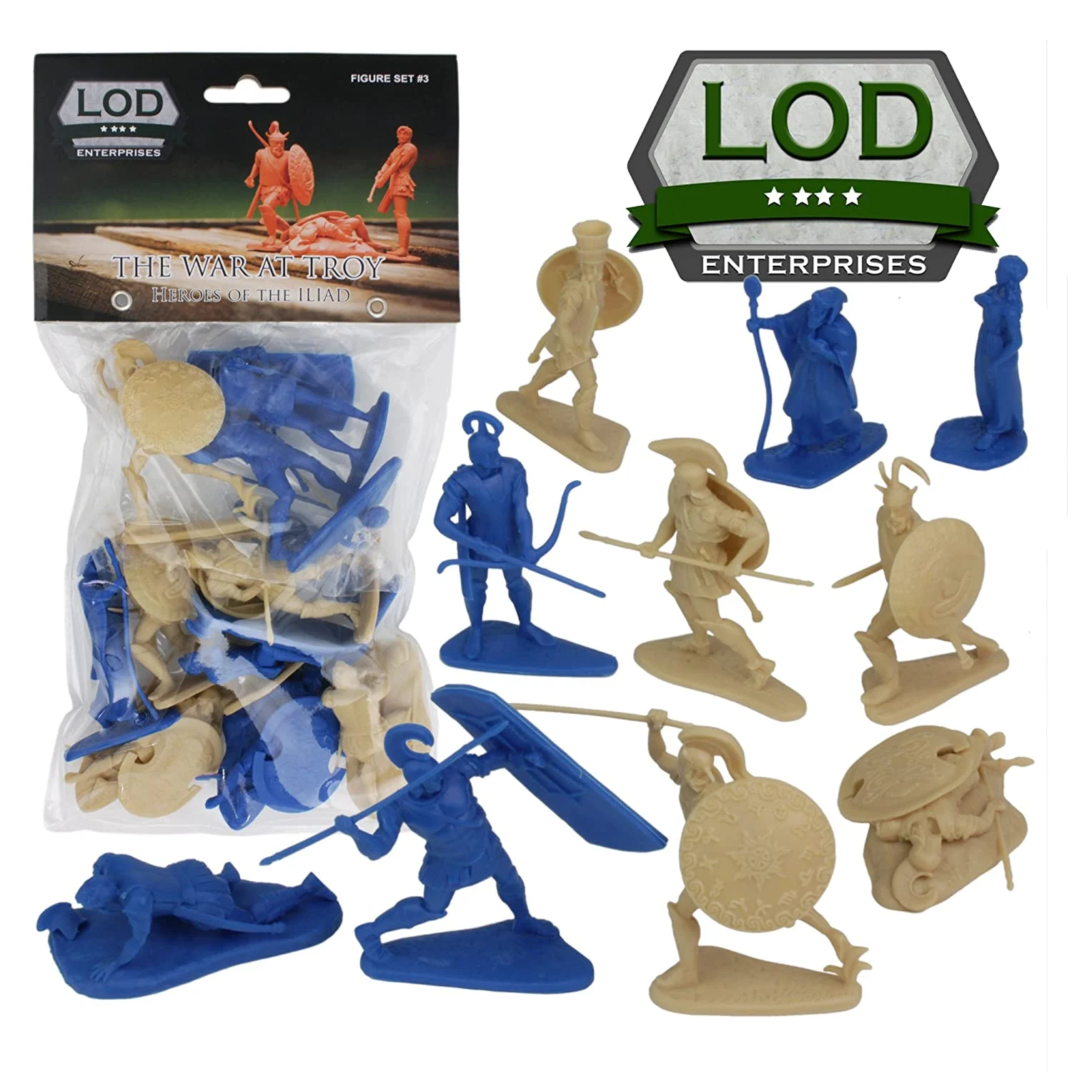 War At Troy Figure Set 3 Heroes Of The Iliad 1/30 Scale Plastic Figures - LOD Enterprises