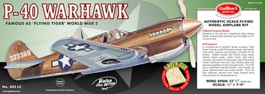 Guillows 405 LC Curtiss P-40 Warhawk Flying Tiger 1/16 Scale Balsa Wood Model Kit