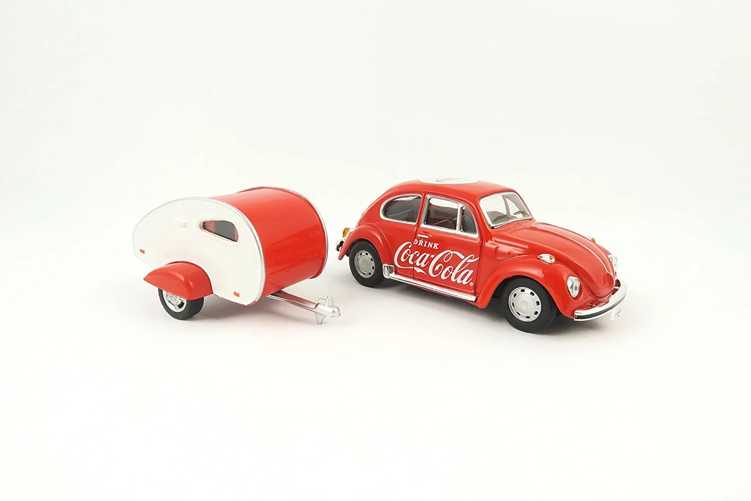 Volkswagen Beetle W/ Teardrop Trailer 1967 “Coca-Cola” 1:43 Scale Diecast Model