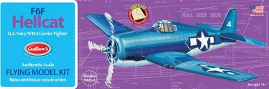 Guillows 503 Grumman F6F Hellcat 1/30 Scale Balsa Wood Model Kit - Guillow's