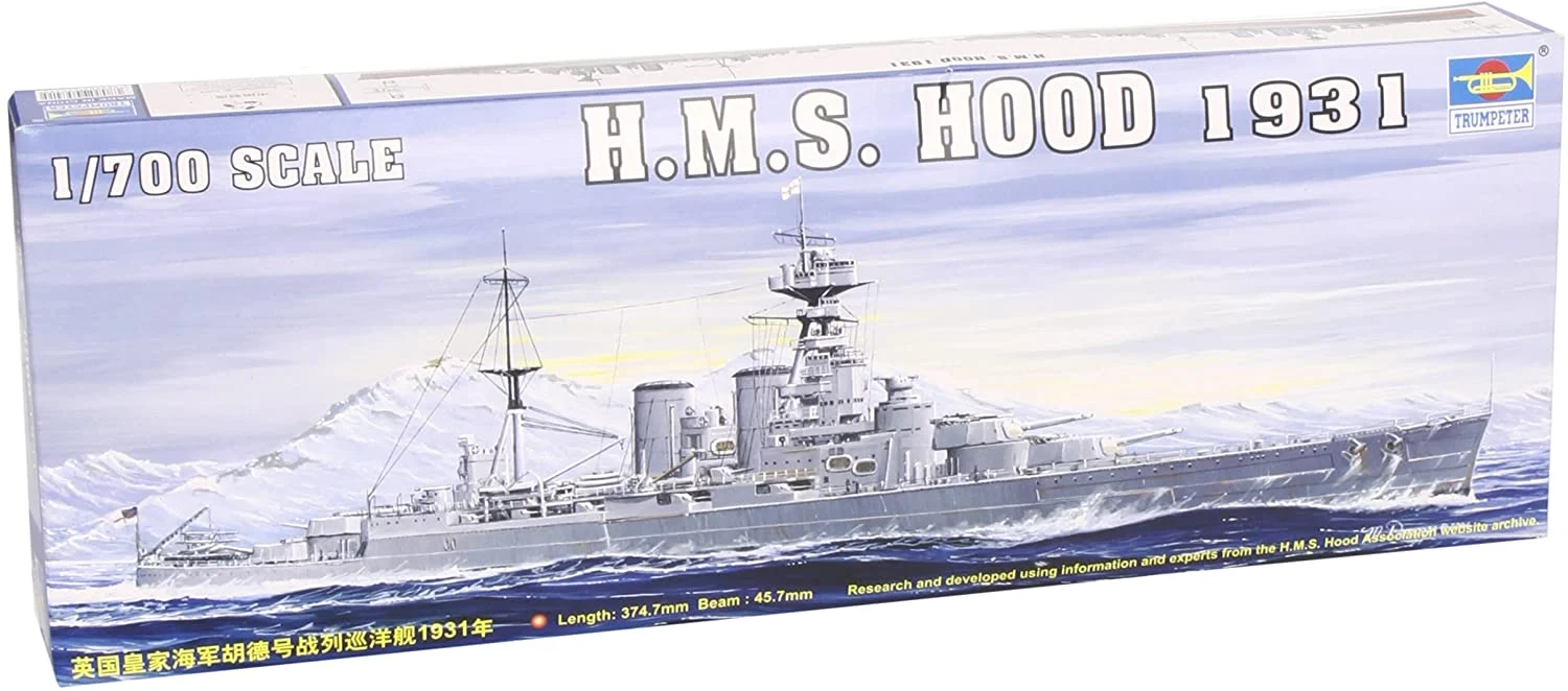 HMS Hood Battlecruiser 1931, 1:700 Scale Model Kit - Trumpeter