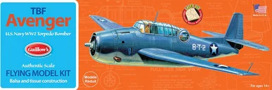 Guillows 509 Grumman TBF Avenger 1/30 Scale Balsa Wood Model Kit - Guillow's