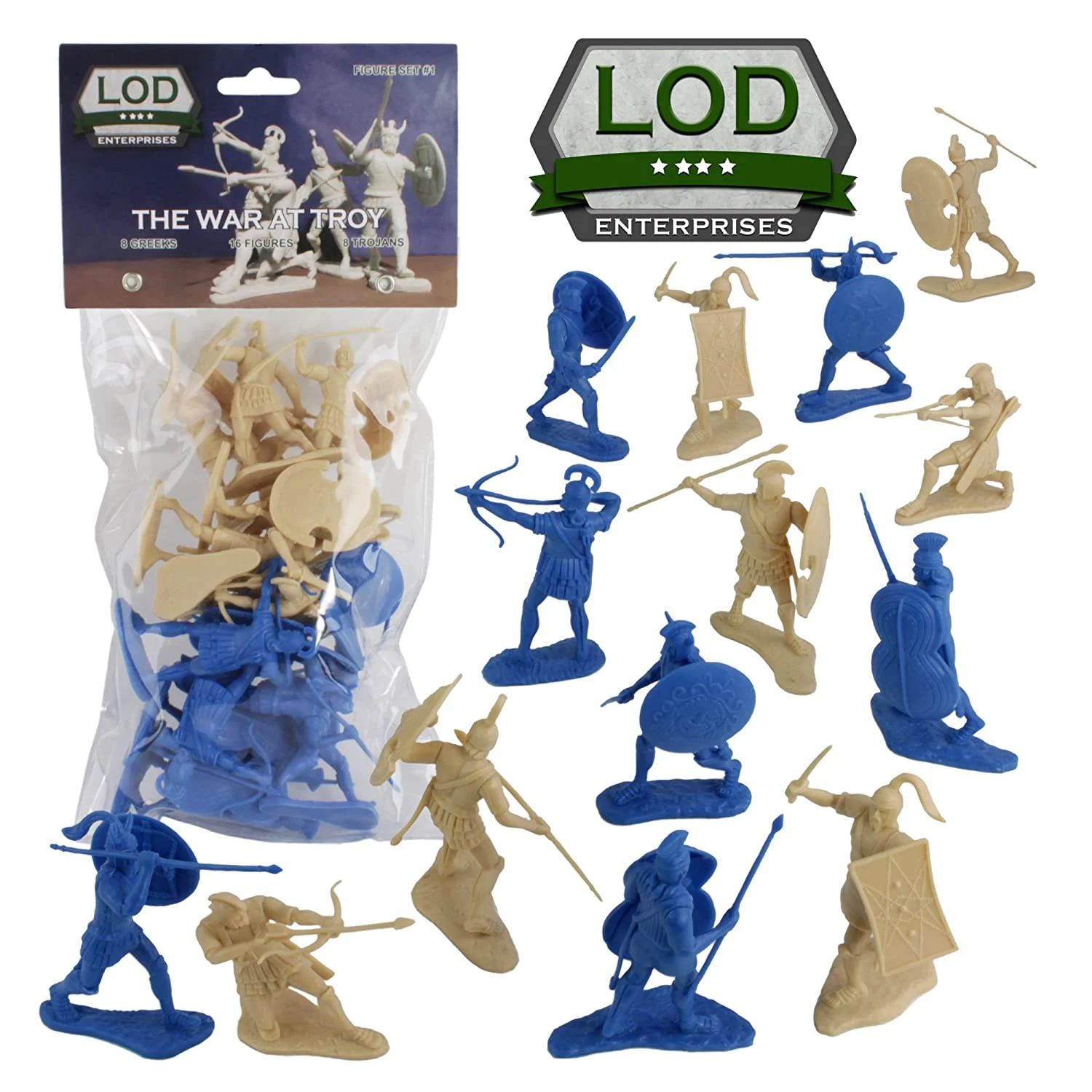 War At Troy Figure Set 1 (Greeks vs Trojans-Blue) 1/30 Scale Plastic Figures