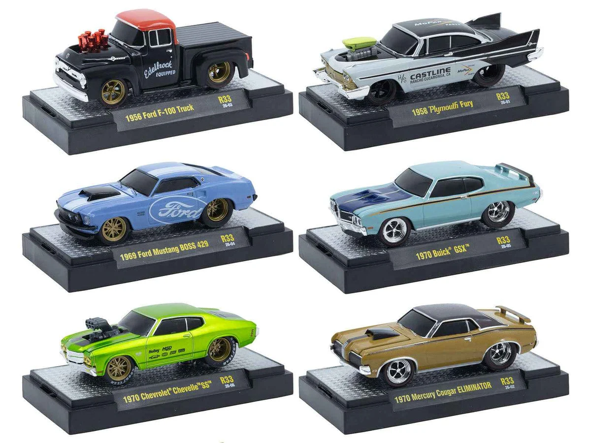 "Ground Pounders" 6 Cars Set Release 33 IN DISPLAY CASES Limited Edition 1/64 Diecast Model Cars by M2 Machines