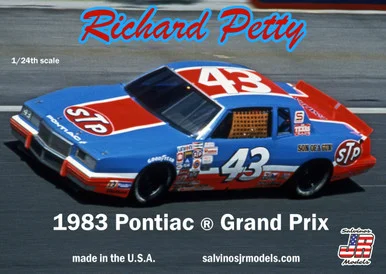 Salvinos JR Models RPGP1983T Richard Petty 1983 #43 Grand Prix 1/24 Scale Model Kit
