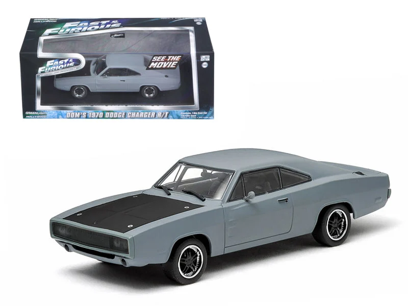 Dom's 1970 Dodge Charger R/T Primered Grey "Fast and Furious" Movie (2009) 1/43 Diecast Car Model by Greenlight